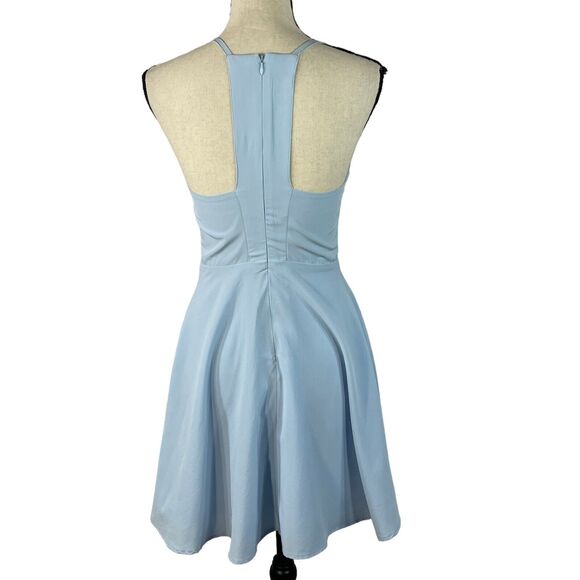 Lulus Small Skater Dress Call to Charms Racerback Apron Neckline Sleeveless Blue - Picture 4 of 8